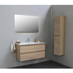 Solidline badkamermeubelset | 100cm | Keramiek | Wit | 1 | Eiken | Spiegel met LED verlichting | Bouwpakket Solidline Solidline badkamermeubelset | 100cm | Keramiek | Wit | 1 | Eiken | Spiegel met LED verlichting | Bouwpakket