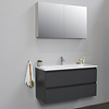 Solidline badkamermeubelset | 100cm | Acryl | Wit | 1 | Mat antraciet | Met spiegelkast | Bouwpakket