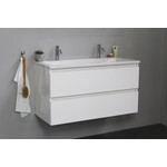 Solidline Solidline badkamermeubelset | 100cm | Acryl | Wit | 2 | Hoogglans wit | Zonder spiegel | Bouwpakket