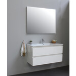 Solidline Solidline badkamermeubelset | 100cm | Keramiek | Wit | 1 | Hoogglans wit | Standaard spiegel | Bouwpakket