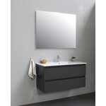 Solidline badkamermeubelset | 100cm | Keramiek | Wit | 1 | Mat antraciet | Standaard spiegel | Bouwpakket Solidline Solidline badkamermeubelset | 100cm | Keramiek | Wit | 1 | Mat antraciet | Standaard spiegel | Bouwpakket