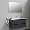 Solidline badkamermeubelset | 100cm | Keramiek | Wit | 1 | Mat antraciet | Spiegel met LED verlichting | Bouwpakket