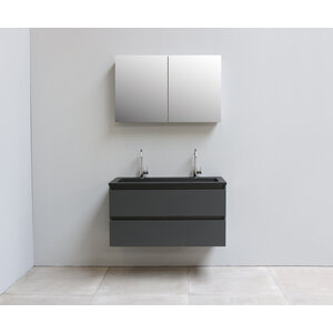 Solidline Solidline badkamermeubelset | 100cm | Acryl | Mat zwart | 2 | Mat antraciet | Met spiegelkast | Bouwpakket Solidline badkamermeubelset | 100cm | Acryl | Mat zwart | 2 | Mat antraciet | Met spiegelkast | Bouwpakket