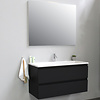 Solidline badkamermeubelset | 100cm | Acryl | Wit | 1 | Mat zwart | Zonder spiegel | Bouwpakket