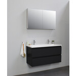 Solidline badkamermeubelset | 100cm | Acryl | Wit | 2 | Mat zwart | Met spiegelkast | Bouwpakket Solidline Solidline badkamermeubelset | 100cm | Acryl | Wit | 2 | Mat zwart | Met spiegelkast | Bouwpakket