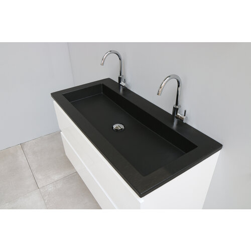 Solidline badkamermeubelset | 100cm | Acryl | Mat zwart | 2 | Hoogglans wit | Standaard spiegel | Bouwpakket Solidline Solidline badkamermeubelset | 100cm | Acryl | Mat zwart | 2 | Hoogglans wit | Standaard spiegel | Bouwpakket