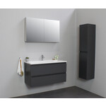Solidline badkamermeubelset | 100cm | Acryl | Wit | 1 | Mat antraciet | Met spiegelkast | Bouwpakket Solidline Solidline badkamermeubelset | 100cm | Acryl | Wit | 1 | Mat antraciet | Met spiegelkast | Bouwpakket