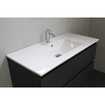 Solidline Solidline badkamermeubelset | 100cm | Keramiek | Wit | 1 | Mat antraciet | Spiegel met LED verlichting | Bouwpakket