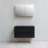 Solidline badkamermeubelset | 100cm | Acryl | Mat zwart | 0 | Mat zwart | Met spiegelkast | Bouwpakket