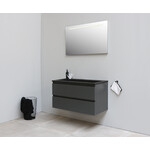 Solidline badkamermeubelset | 100cm | Acryl | Mat zwart | 0 | Mat antraciet | Spiegel met LED verlichting | Bouwpakket Solidline Solidline badkamermeubelset | 100cm | Acryl | Mat zwart | 0 | Mat antraciet | Spiegel met LED verlichting | Bouwpakket