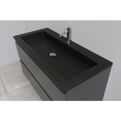 Solidline badkamermeubelset | 100cm | Acryl | Mat zwart | 1 | Mat antraciet | Standaard spiegel | Bouwpakket Solidline Solidline badkamermeubelset | 100cm | Acryl | Mat zwart | 1 | Mat antraciet | Standaard spiegel | Bouwpakket