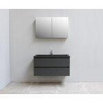 Solidline badkamermeubelset | 100cm | Acryl | Mat zwart | 1 | Mat antraciet | Met spiegelkast | Bouwpakket Solidline Solidline badkamermeubelset | 100cm | Acryl | Mat zwart | 1 | Mat antraciet | Met spiegelkast | Bouwpakket