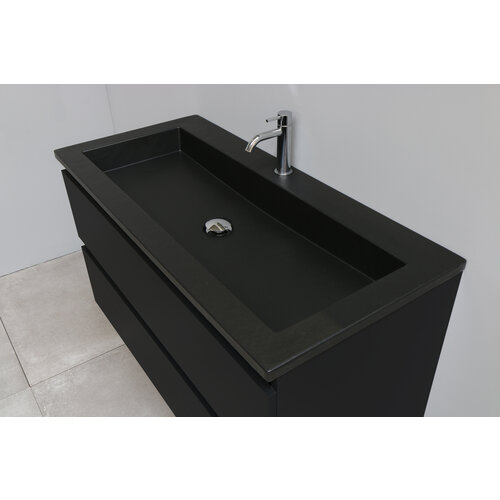 Solidline badkamermeubelset | 100cm | Acryl | Mat zwart | 1 | Mat zwart | Spiegel met LED verlichting | Bouwpakket Solidline Solidline badkamermeubelset | 100cm | Acryl | Mat zwart | 1 | Mat zwart | Spiegel met LED verlichting | Bouwpakket