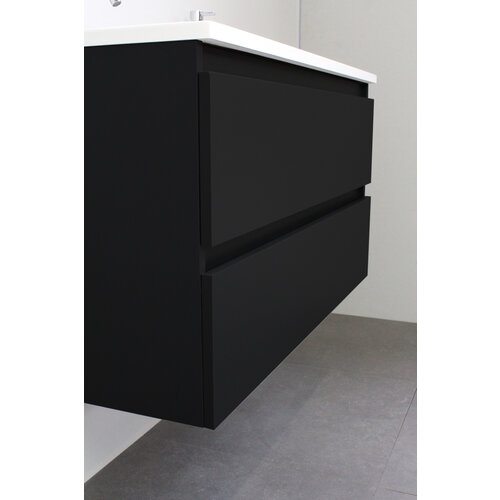 Solidline badkamermeubelset | 100cm | Acryl | Mat zwart | 2 | Mat zwart | Standaard spiegel | Bouwpakket Solidline Solidline badkamermeubelset | 100cm | Acryl | Mat zwart | 2 | Mat zwart | Standaard spiegel | Bouwpakket