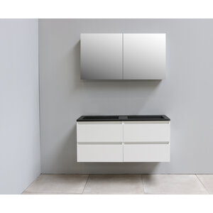 Solidline Solidline badkamermeubelset | 120cm | Acryl | Mat zwart | 0 | Hoogglans wit | Met spiegelkast | Bouwpakket Solidline badkamermeubelset | 120cm | Acryl | Mat zwart | 0 | Hoogglans wit | Met spiegelkast | Bouwpakket