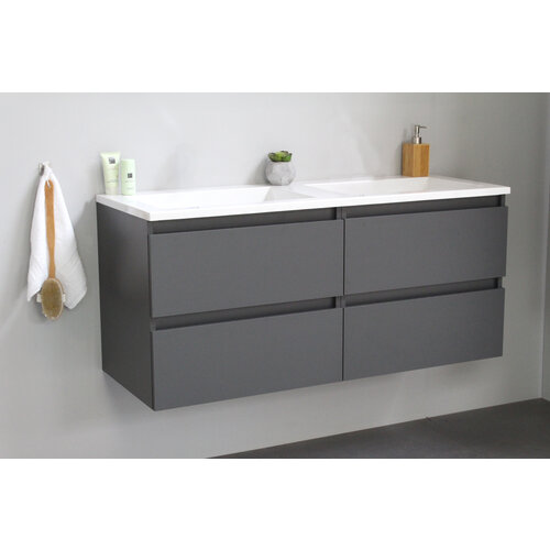 Solidline badkamermeubelset | 120cm | Acryl | Wit | 0 | Mat antraciet | Zonder spiegel | Bouwpakket Solidline Solidline badkamermeubelset | 120cm | Acryl | Wit | 0 | Mat antraciet | Zonder spiegel | Bouwpakket