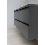 Solidline Solidline badkamermeubelset | 120cm | Acryl | Wit | 2 | Mat antraciet | Zonder spiegel | Bouwpakket