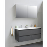 Solidline badkamermeubelset | 120cm | Acryl | Wit | 2 | Mat antraciet | Met spiegelkast | Bouwpakket Solidline Solidline badkamermeubelset | 120cm | Acryl | Wit | 2 | Mat antraciet | Met spiegelkast | Bouwpakket