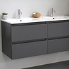 Solidline badkamermeubelset | 120cm | Keramiek | Wit | 2 | Mat antraciet | Zonder spiegel | Bouwpakket
