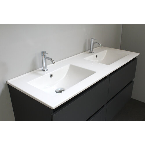 Solidline badkamermeubelset | 120cm | Keramiek | Wit | 2 | Mat antraciet | Standaard spiegel | Bouwpakket Solidline Solidline badkamermeubelset | 120cm | Keramiek | Wit | 2 | Mat antraciet | Standaard spiegel | Bouwpakket