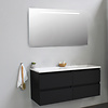Solidline badkamermeubelset | 120cm | Acryl | Wit | 0 | Mat zwart | Spiegel met LED verlichting | Bouwpakket