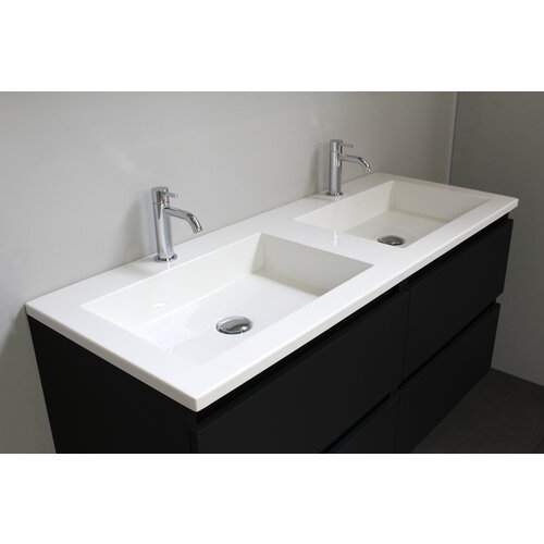 Solidline badkamermeubelset | 120cm | Acryl | Wit | 2 | Mat zwart | Met spiegelkast | Bouwpakket Solidline Solidline badkamermeubelset | 120cm | Acryl | Wit | 2 | Mat zwart | Met spiegelkast | Bouwpakket