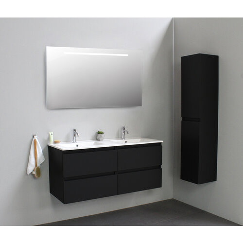 Solidline badkamermeubelset | 120cm | Keramiek | Wit | 2 | Mat zwart | Spiegel met LED verlichting | Bouwpakket Solidline Solidline badkamermeubelset | 120cm | Keramiek | Wit | 2 | Mat zwart | Spiegel met LED verlichting | Bouwpakket