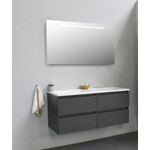 Solidline badkamermeubelset | 120cm | Acryl | Wit | 0 | Mat antraciet | Spiegel met LED verlichting | Bouwpakket Solidline Solidline badkamermeubelset | 120cm | Acryl | Wit | 0 | Mat antraciet | Spiegel met LED verlichting | Bouwpakket