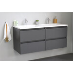 Solidline Solidline badkamermeubelset | 120cm | Acryl | Wit | 2 | Mat antraciet | Zonder spiegel | Bouwpakket