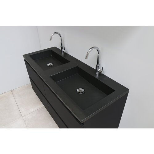 Solidline Solidline badkamermeubelset | 120cm | Acryl | Mat zwart | 2 | Mat zwart | Zonder spiegel | Bouwpakket