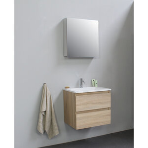 Solidline Solidline badkamermeubelset | 60cm | Acryl | Wit | 1 | Eiken | Met spiegelkast | Bouwpakket Solidline badkamermeubelset | 60cm | Acryl | Wit | 1 | Eiken | Met spiegelkast | Bouwpakket