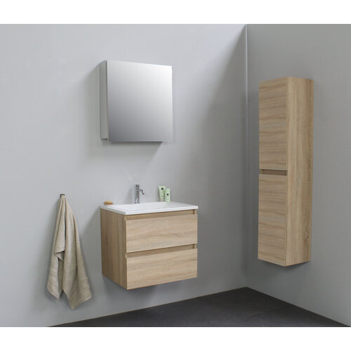 Solidline badkamermeubelset | 60cm | Acryl | Wit | 1 | Eiken | Met spiegelkast | Bouwpakket Solidline Solidline badkamermeubelset | 60cm | Acryl | Wit | 1 | Eiken | Met spiegelkast | Bouwpakket