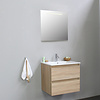 Solidline badkamermeubelset | 60cm | Keramiek | Wit | 1 | Eiken | Spiegel met LED verlichting | Bouwpakket
