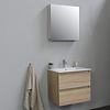 Solidline badkamermeubelset | 60cm | Keramiek | Wit | 1 | Eiken | Met spiegelkast | Bouwpakket