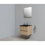 Solidline Solidline badkamermeubelset | 60cm | Acryl | Mat zwart | 1 | Eiken | Spiegel met LED verlichting | Bouwpakket