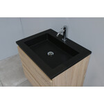 Solidline Solidline badkamermeubelset | 60cm | Acryl | Mat zwart | 1 | Eiken | Spiegel met LED verlichting | Bouwpakket