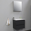 Solidline badkamermeubelset | 60cm | Acryl | Wit | 0 | Mat antraciet | Met spiegelkast | Bouwpakket