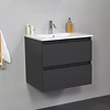 Solidline badkamermeubelset | 60cm | Keramiek | Wit | 1 | Mat antraciet | Zonder spiegel | Bouwpakket