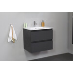 Solidline badkamermeubelset | 60cm | Keramiek | Wit | 1 | Mat antraciet | Zonder spiegel | Bouwpakket Solidline Solidline badkamermeubelset | 60cm | Keramiek | Wit | 1 | Mat antraciet | Zonder spiegel | Bouwpakket