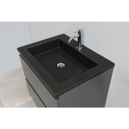 Solidline badkamermeubelset | 60cm | Acryl | Mat zwart | 1 | Mat antraciet | Met spiegelkast | Bouwpakket Solidline Solidline badkamermeubelset | 60cm | Acryl | Mat zwart | 1 | Mat antraciet | Met spiegelkast | Bouwpakket