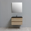 Solidline badkamermeubelset | 80cm | Acryl | Mat zwart | 1 | Eiken | Standaard spiegel | Bouwpakket