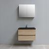 Solidline badkamermeubelset | 80cm | Acryl | Mat zwart | 1 | Eiken | Met spiegelkast | Bouwpakket