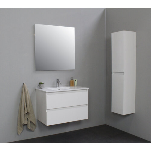 Solidline badkamermeubelset | 80cm | Keramiek | Wit | 1 | Hoogglans wit | Zonder spiegel | Bouwpakket Solidline Solidline badkamermeubelset | 80cm | Keramiek | Wit | 1 | Hoogglans wit | Zonder spiegel | Bouwpakket