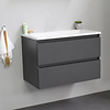 Solidline badkamermeubelset | 80cm | Acryl | Wit | 0 | Mat antraciet | Zonder spiegel | Bouwpakket
