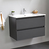 Solidline badkamermeubelset | 80cm | Keramiek | Wit | 1 | Mat antraciet | Zonder spiegel | Bouwpakket