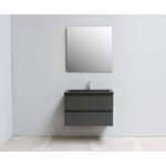 Solidline badkamermeubelset | 80cm | Acryl | Mat zwart | 1 | Mat antraciet | Standaard spiegel | Bouwpakket Solidline Solidline badkamermeubelset | 80cm | Acryl | Mat zwart | 1 | Mat antraciet | Standaard spiegel | Bouwpakket