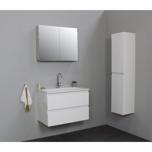 Solidline badkamermeubelset | 80cm | Acryl | Wit | 1 | Hoogglans wit | Met spiegelkast | Bouwpakket Solidline Solidline badkamermeubelset | 80cm | Acryl | Wit | 1 | Hoogglans wit | Met spiegelkast | Bouwpakket