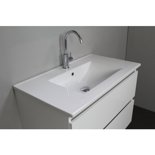 Solidline badkamermeubelset | 80cm | Keramiek | Wit | 1 | Hoogglans wit | Standaard spiegel | Bouwpakket Solidline Solidline badkamermeubelset | 80cm | Keramiek | Wit | 1 | Hoogglans wit | Standaard spiegel | Bouwpakket