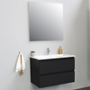 Solidline badkamermeubelset | 80cm | Acryl | Wit | 1 | Mat zwart | Standaard spiegel | Bouwpakket