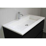 Solidline Solidline badkamermeubelset | 80cm | Acryl | Wit | 1 | Mat zwart | Spiegel met LED verlichting | Bouwpakket